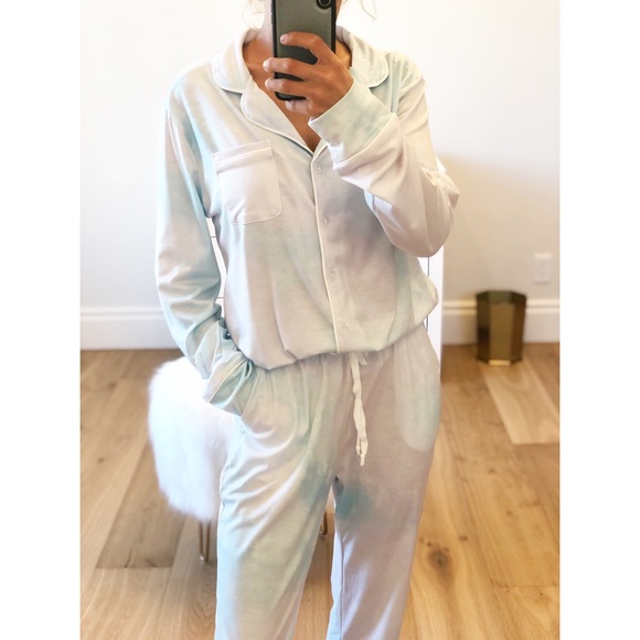 BELGIUM Tie Dye PJS Long Sleeve Button Top & Pants - Picture 4 of 10